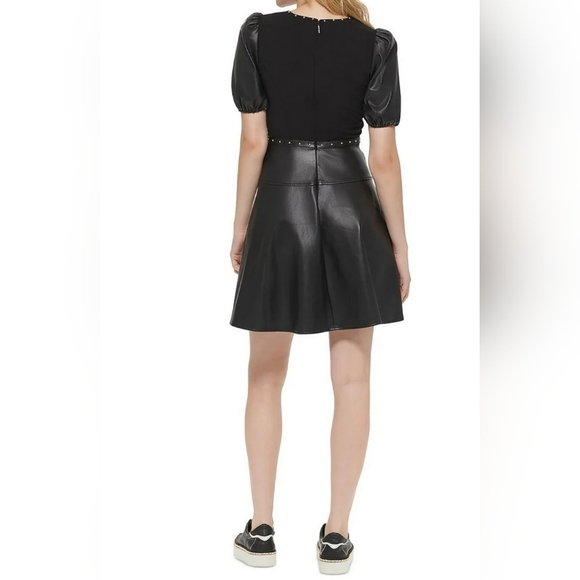 NWT Karl Lagerfeld Faux Leather Dress Size 6 - Picture 2 of 7